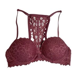 Lace Racerback Bralette - Burgundy